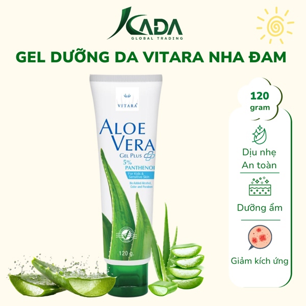 TL - Gel nha đam giảm kích ứng, làm dịu da, giảm hăm tã, dùng được cho bé sơ sinh Vitara Aloe Vera 120g (T48)