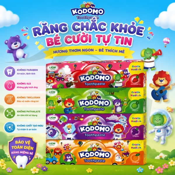 TL - Kem Đánh Răng trẻ em Kodomo 45gr - Nho (T36) - Ảnh 5