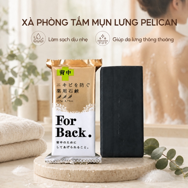 NB - Xà phòng giảm mụn lưng, mụn mông, mụn ngực, Xà phòng Pelican For Back Nhật Bản giảm mụn body - Ảnh 3