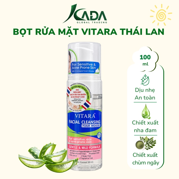 TL - Bọt Rửa Mặt Cho Da Mụn Da Nhạy Cảm - Vitara Facial Cleansing Foam Mousse Thái Lan 100ml