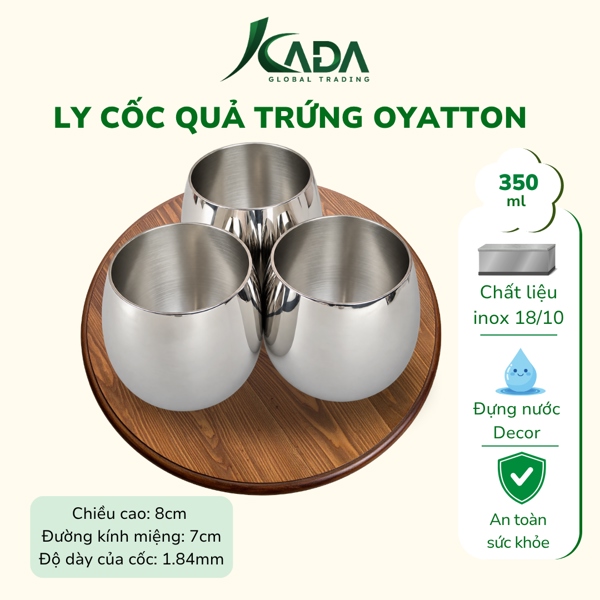 TQ - Ly Cốc Quả Trứng 350ml Inox 18/10 Oyatton - O212