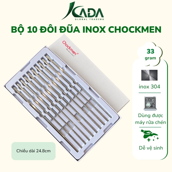 TQ - Hộp 10 Đôi Đũa Inox Chockmen 24cm - S205 - C59